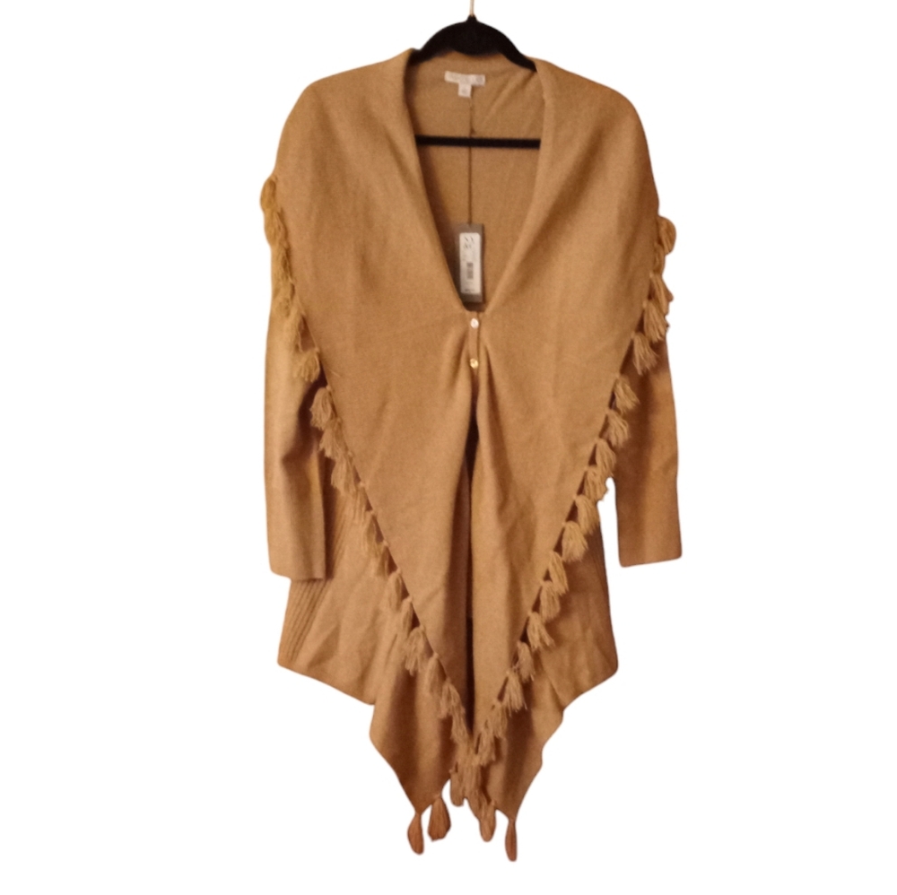 Eva Mendes New York & Co Sweater Size XL Three Button Fringe Long Sleeves NWT